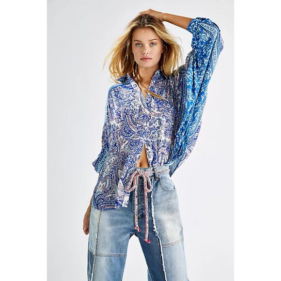 Free People Midnight Fever Button Down Shirt S - Picture 1 of 9